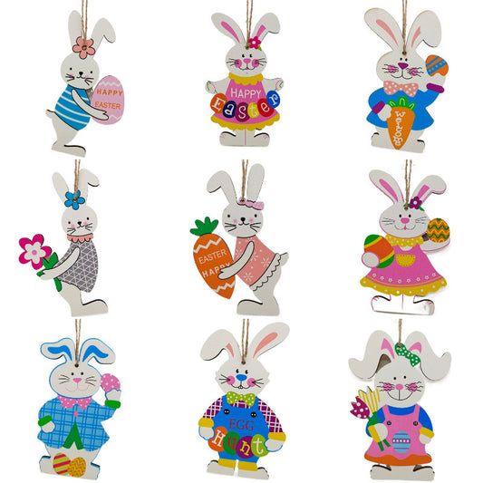 Wooden Craftwork Pendant Creative Easter Cartoon Home Decorations