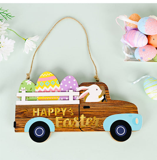 Easter Wooden Door Sign With Light