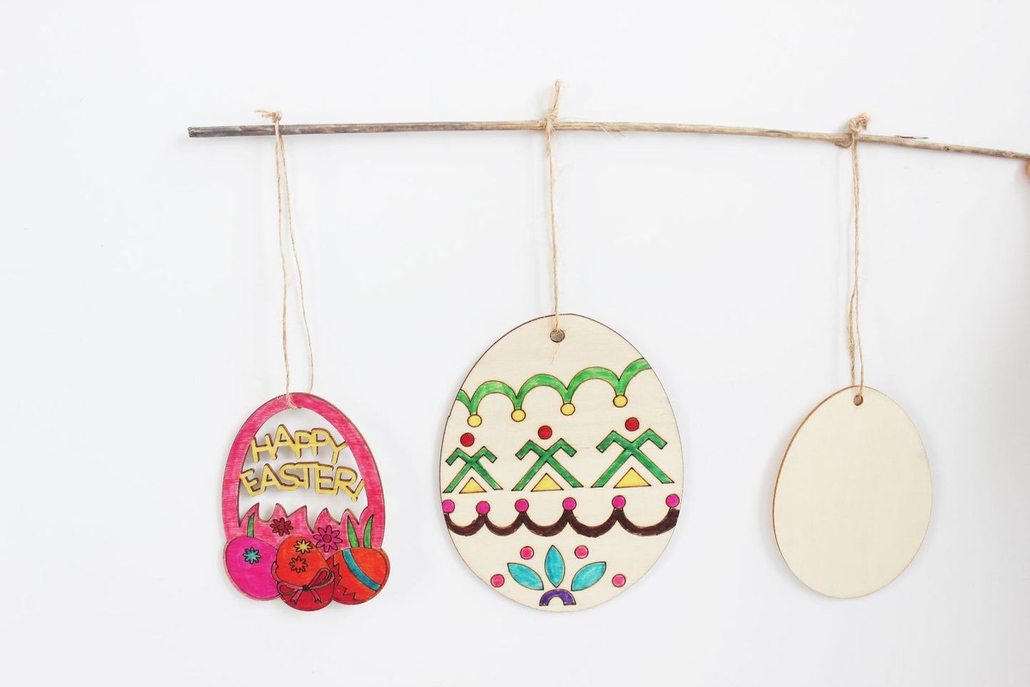 Easter Day Party Home Decoration Pendant DIY Carved Wooden Egg Pendant Wooden Crafts