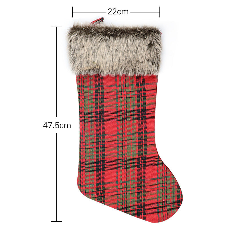 Christmas Plaid Plush Socks Decorations Pendant