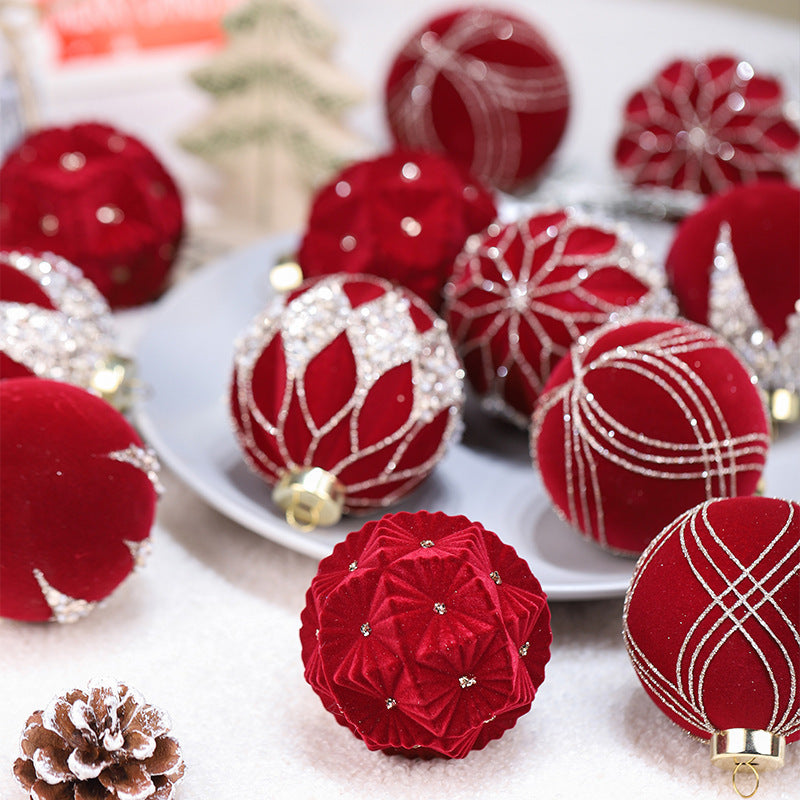 Christmas Ball Decorations Flocking Package Pendant