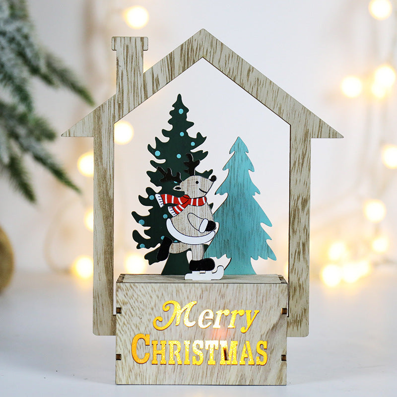 Christmas Decorations Wooden Scene Layout