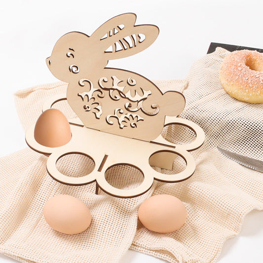 Eight Hole Easter Wooden Bunny Egg Rack