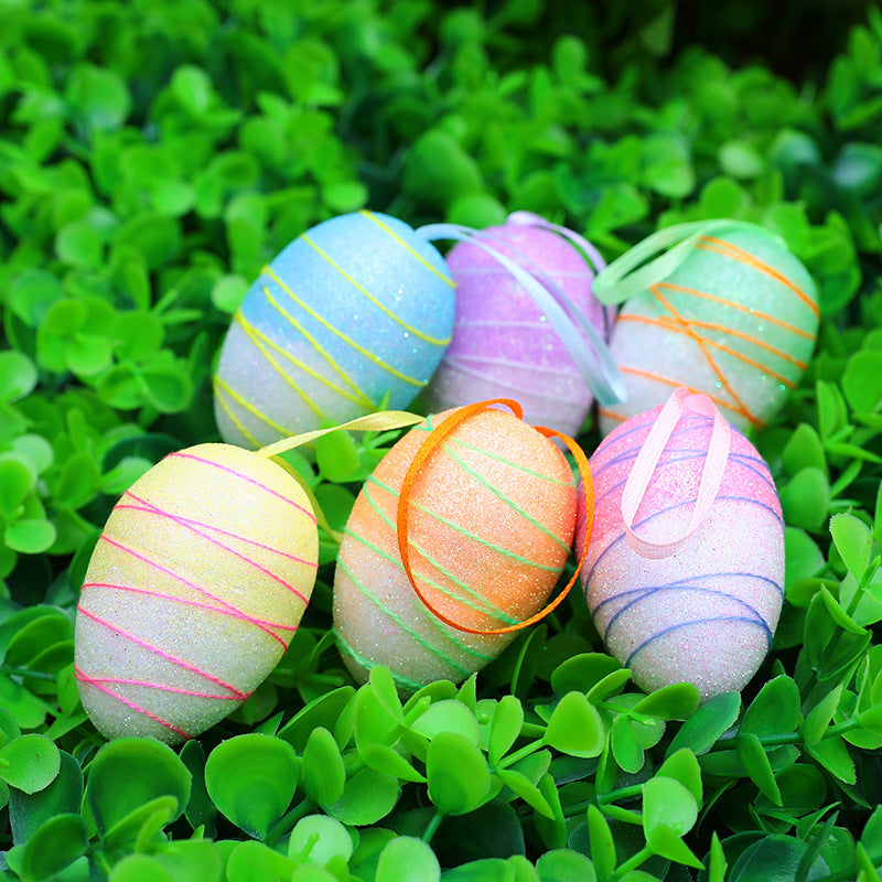 Easter Egg Hanging Ornaments Diy Holiday Scene Layout Decorations 6PCS